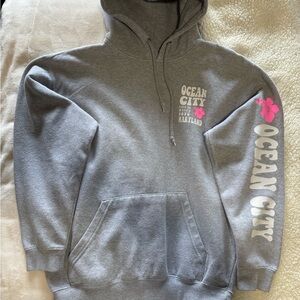 Ocean City Gray Hoodie with Pink Accents